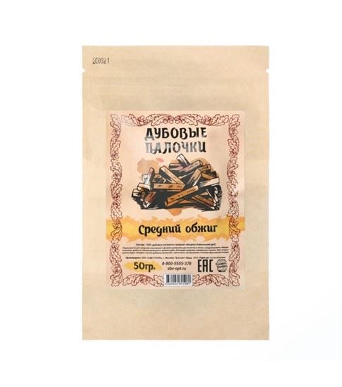 Изображение Дубовая щепа прямоугольной формы (средний обжиг), 50 гр