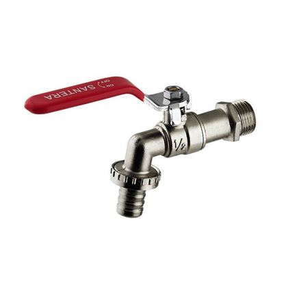 Изображение Кран шаровый садовый резьба 1/2 дюйма, выход - елочка 12 мм