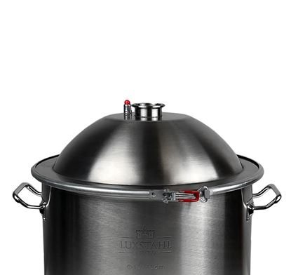 Изображение Крышка штампованная купольная с выходом 2 дюйма на куб 37 л (D=360 мм)