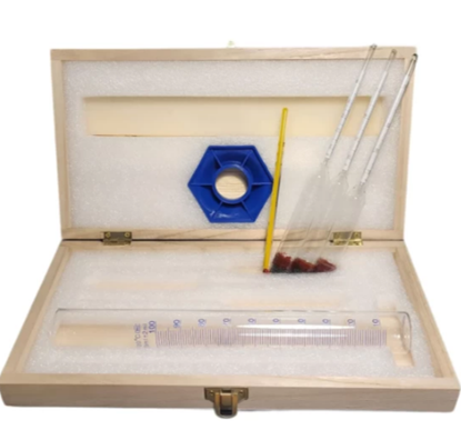 Изображение НАБОР АРЕОМЕТРОВ АСП-3-1 С МЕРНИКОМ МЦС-100 В ДЕРЕВЯННОМ ФУТЛЯРЕ
