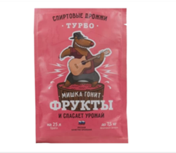 ДРОЖЖИ СПИРТОВЫЕ ТУРБО МИШКА ГОНИТ "ФРУКТЫ", 70 Г